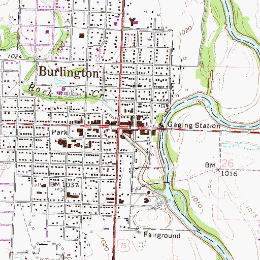 Topographic Map of Burlington City Hall, KS