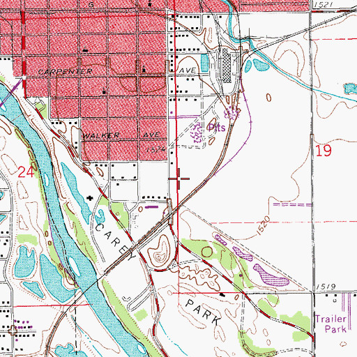 Topographic Map of Hutchinson Public Works Department, KS