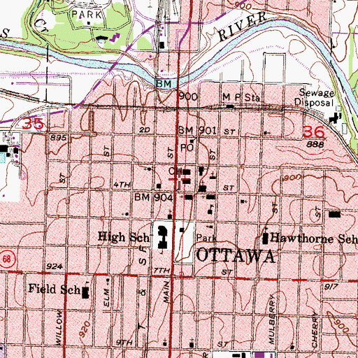 Topographic Map of Old Franklin County Courthouse, KS