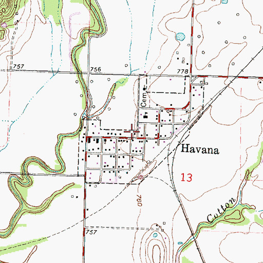 Topographic Map of Havana City Hall, KS