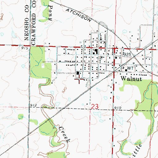 Topographic Map of Walnut City Hall, KS