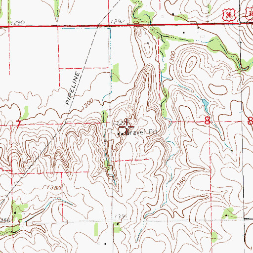 Topographic Map of Washington County Landfill, KS