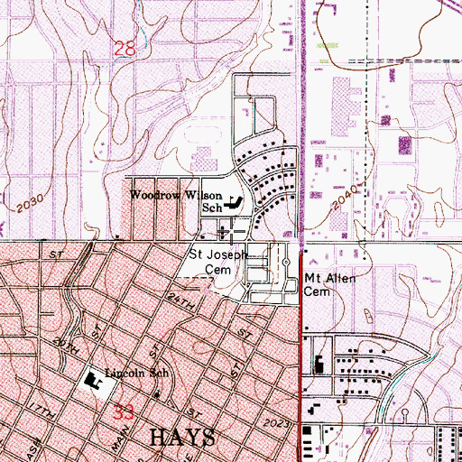 Topographic Map of Oak Plaza Shopping Center, KS