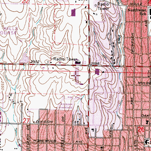 Topographic Map of Comanche Plaza Shopping Center, KS