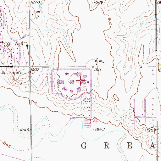 Topographic Map of Barton Community College - T Building, KS