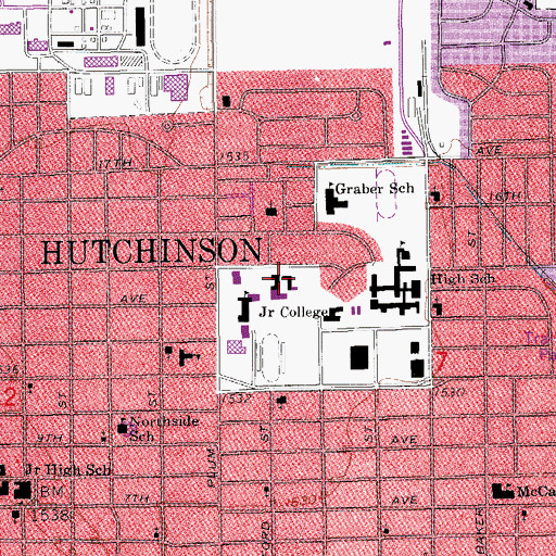 Topographic Map of Hutchinson Community College Industrial Technology Center, KS