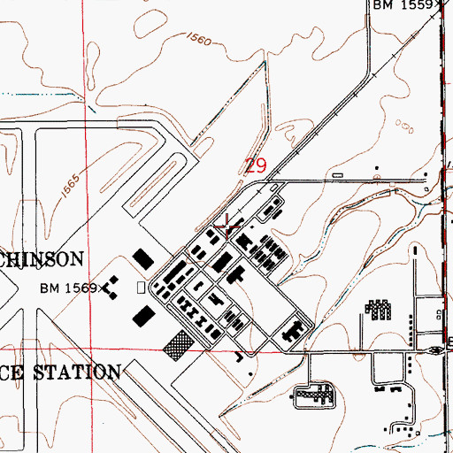 Topographic Map of Hutchinson Community College South Campus Wagner Hall, KS