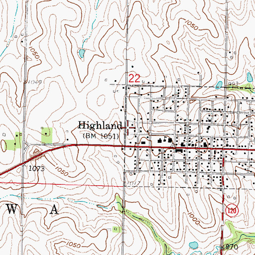 Topographic Map of Highland Community College Wellness Center, KS
