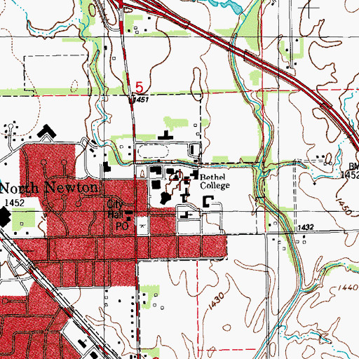 Topographic Map of Bethel College Academic Center Old Science Hall, KS
