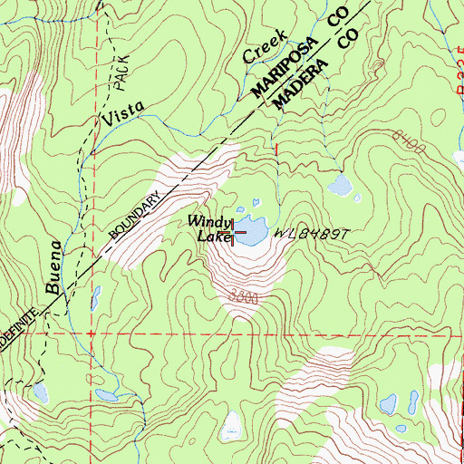 Topographic Map of Windy Lake, CA