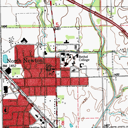 Topographic Map of Bethel College Fine Arts Center, KS
