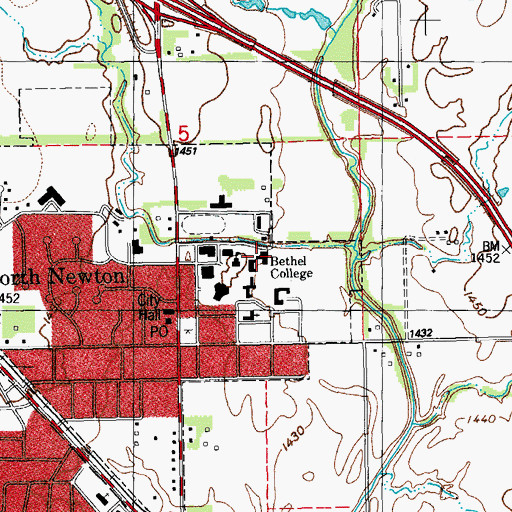 Topographic Map of Bethel College Franz Art Center, KS