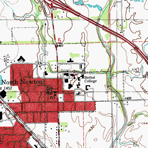 Topographic Map of Bethel College Krehbiel Science Center, KS