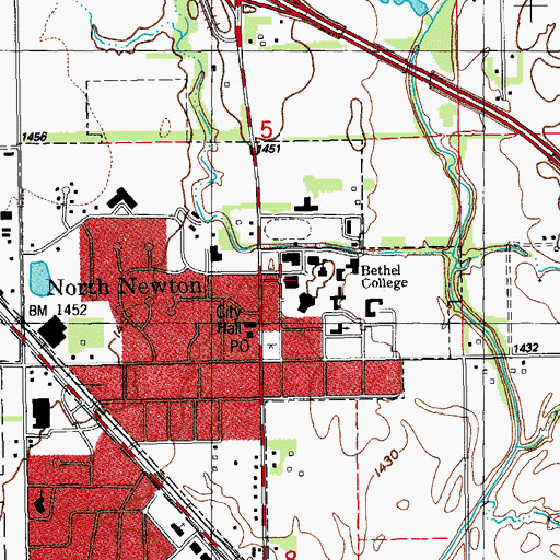 Topographic Map of Bethel College Schultz Student Center, KS
