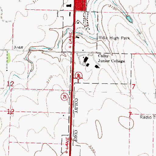 Topographic Map of Colby Community College Bedker Memorial Complex, KS