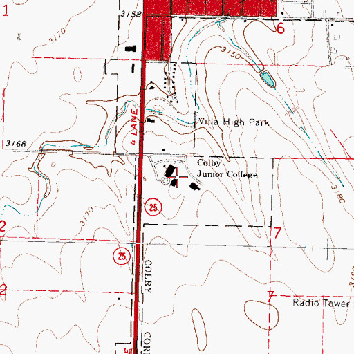 Topographic Map of Colby Community College Ferguson Hall, KS