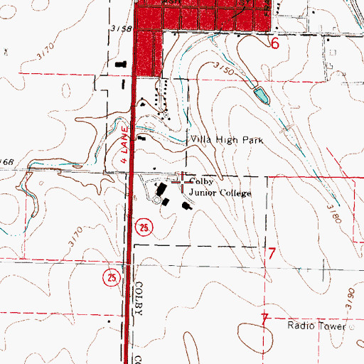 Topographic Map of Colby Community College Stanley Carr Agriculture Center, KS
