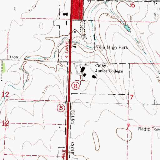 Topographic Map of Colby Community College Student Union, KS