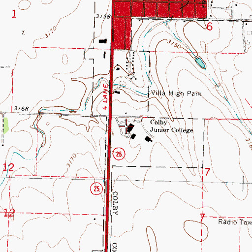 Topographic Map of Colby Community College Thomas Hall, KS