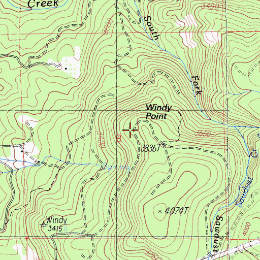 Topographic Map of Windy Point, CA
