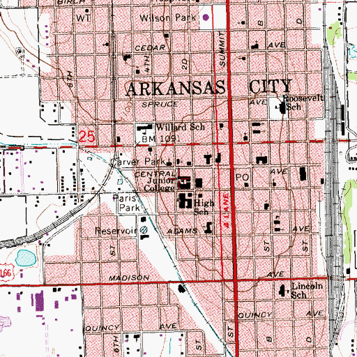 Topographic Map of Cowley College Kerr Center, KS