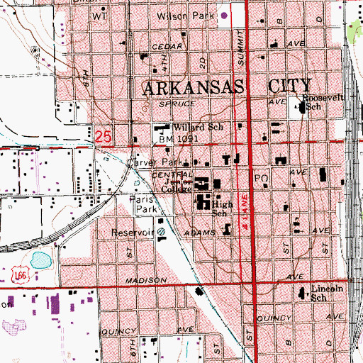Topographic Map of Cowley College Nelson Student Center, KS