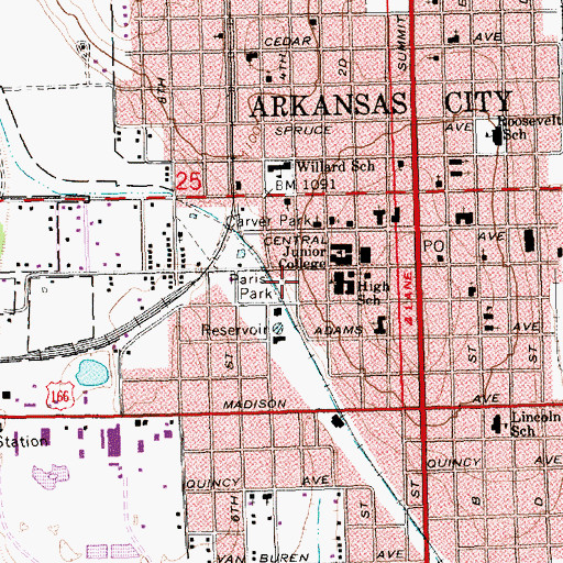 Topographic Map of Cowley College Walker Industrial Technology Building, KS