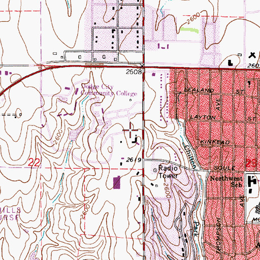 Topographic Map of Dodge City Community College Child Development Center, KS