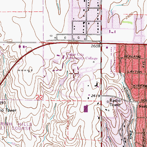 Topographic Map of Dodge City Community College Administration Building, KS