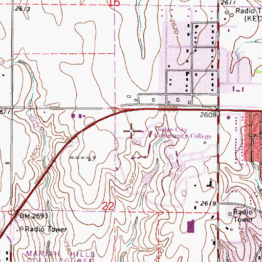 Topographic Map of Dodge City Community College Technology Center, KS