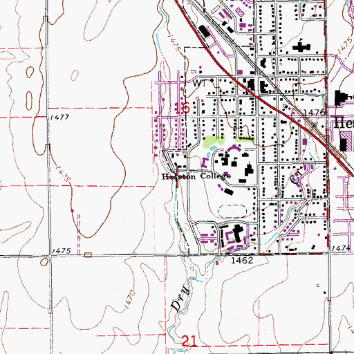 Topographic Map of Hesston College Laban Peachey Center, KS
