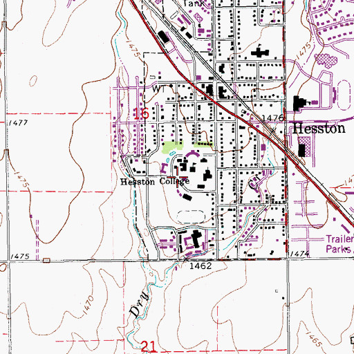 Topographic Map of Hesston College Smith Center, KS