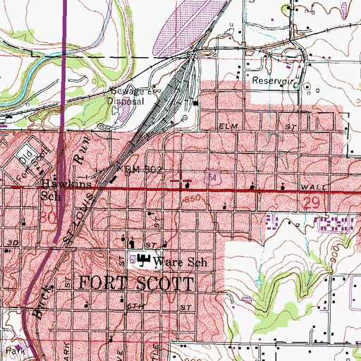 Topographic Map of Bourbon County Chapter American Red Cross, KS