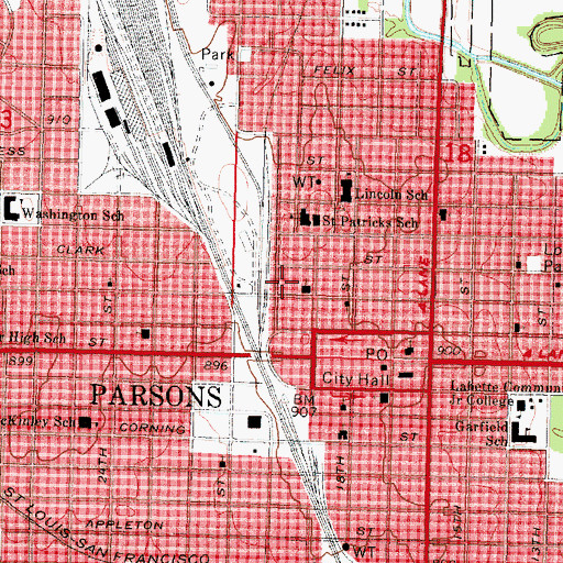 Topographic Map of Labette County American Red Cross, KS