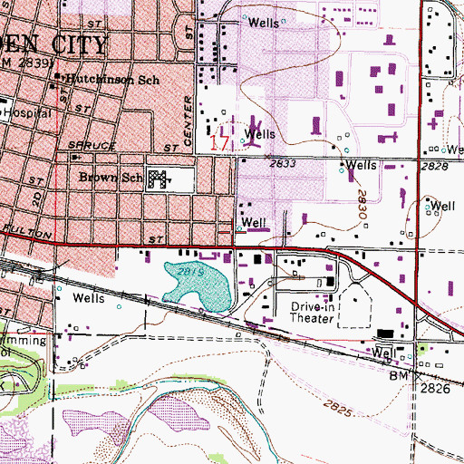 Topographic Map of Garden City American Red Cross, KS