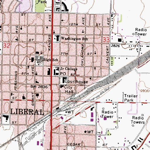 Topographic Map of Liberal American Red Cross, KS