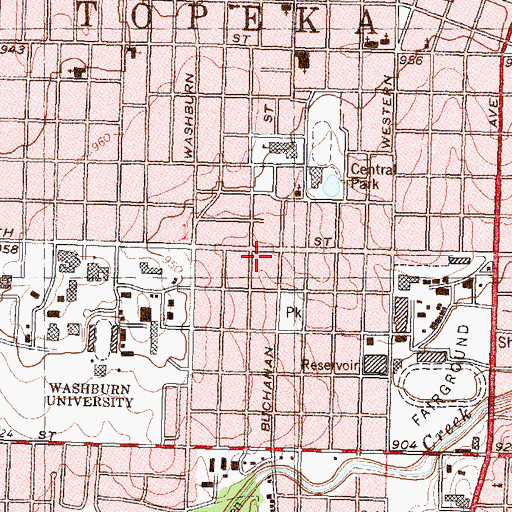 Topographic Map of Kansas Capital Area American Red Cross, KS