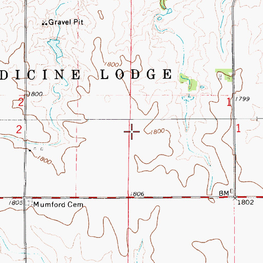 Topographic Map of Flat Ridge Wind Farm, KS