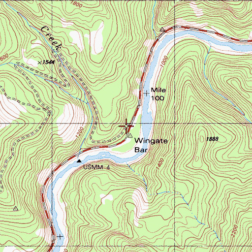Topographic Map of Wingate Bar, CA