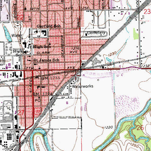 Topographic Map of Augusta Municipal Power Plant Number 1, KS