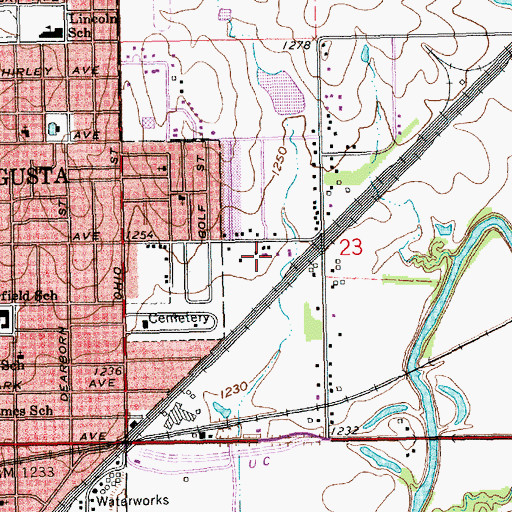 Topographic Map of Augusta Municipal Power Plant Number 2, KS