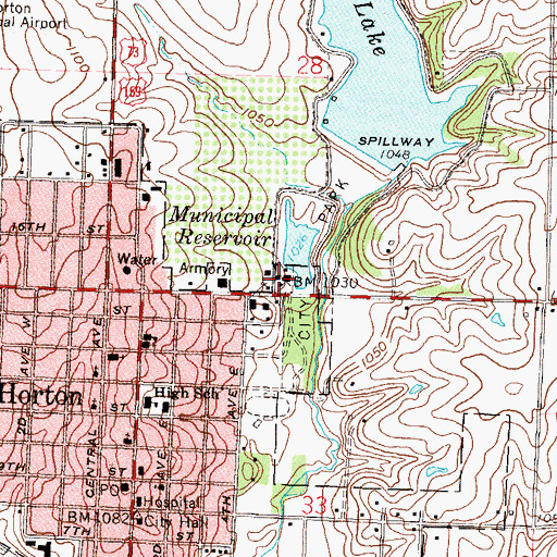 Topographic Map of Horton Municipal Power Plant, KS