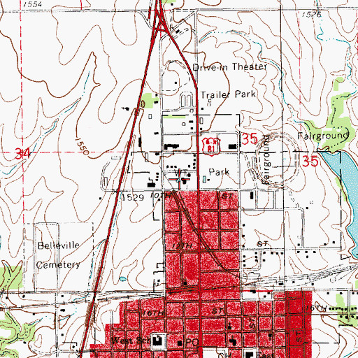 Topographic Map of Belleville Municipal Power Plant, KS