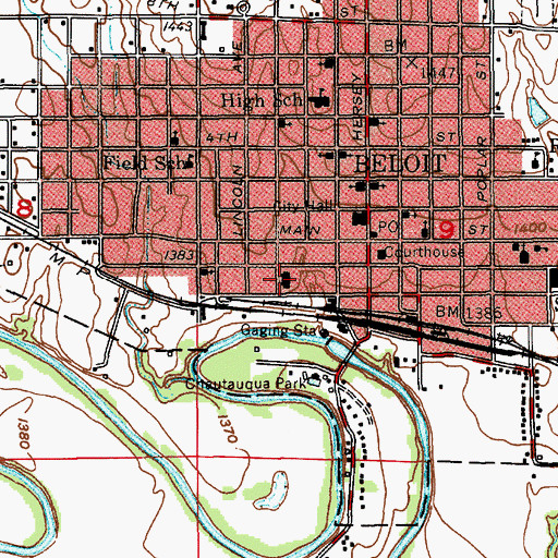 Topographic Map of Beloit Municipal Power Plant, KS