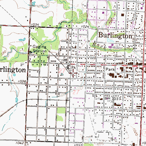 Topographic Map of Burlington Municipal Power Plant, KS