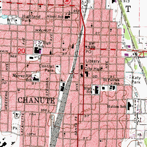 Topographic Map of Chanute Electric Department Plant Number 1, KS
