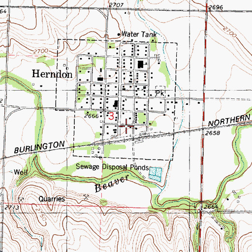 Topographic Map of Herndon Municipal Power Plant, KS