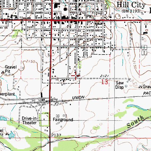 Topographic Map of Hill City Municipal Power Plant, KS