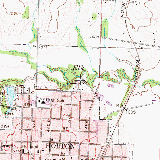 Topographic Map of Holton Municipal Power Plant, KS
