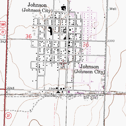 Topographic Map of Johnson City Municipal Power Plant, KS